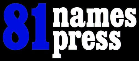 81 Names logo with bright blue 8 and 1 numerals and the words names and press in white lowercase letters